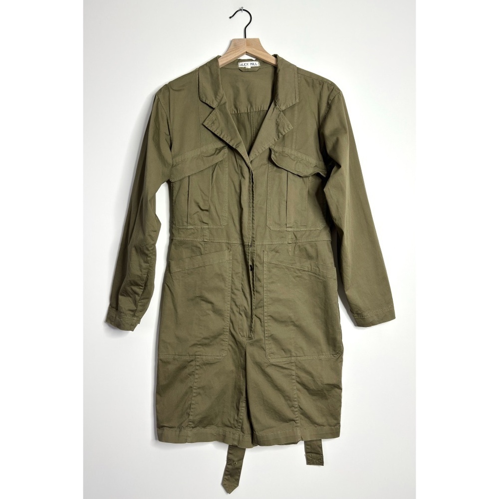 ALEX MILL Short Expedition Jumpsuit Olive Green